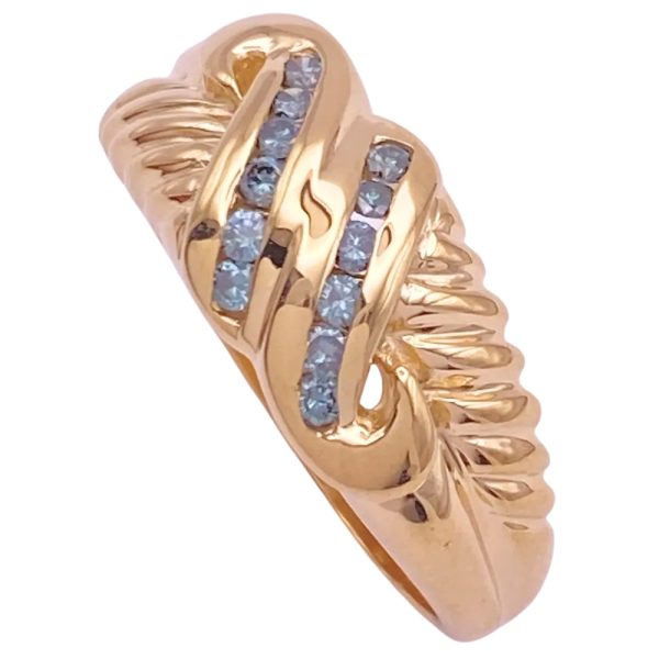0.12ctw Blue Diamond Band Ring 14K Gold side