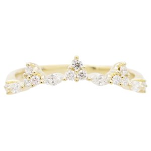 0.21ctw Marquise & Round Diamond Curved Band Ring 14K Gold