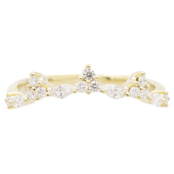 0.21ctw Marquise & Round Diamond Curved Band Ring 14K Gold