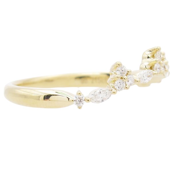 0.21ctw Marquise & Round Diamond Curved Band Ring 14K Gold side