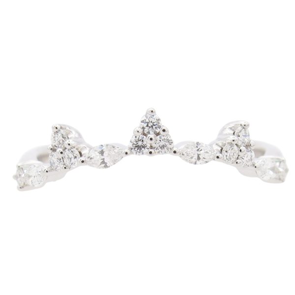 0.21ctw Marquise and Round Diamond Curved Band Ring 14K White Gold