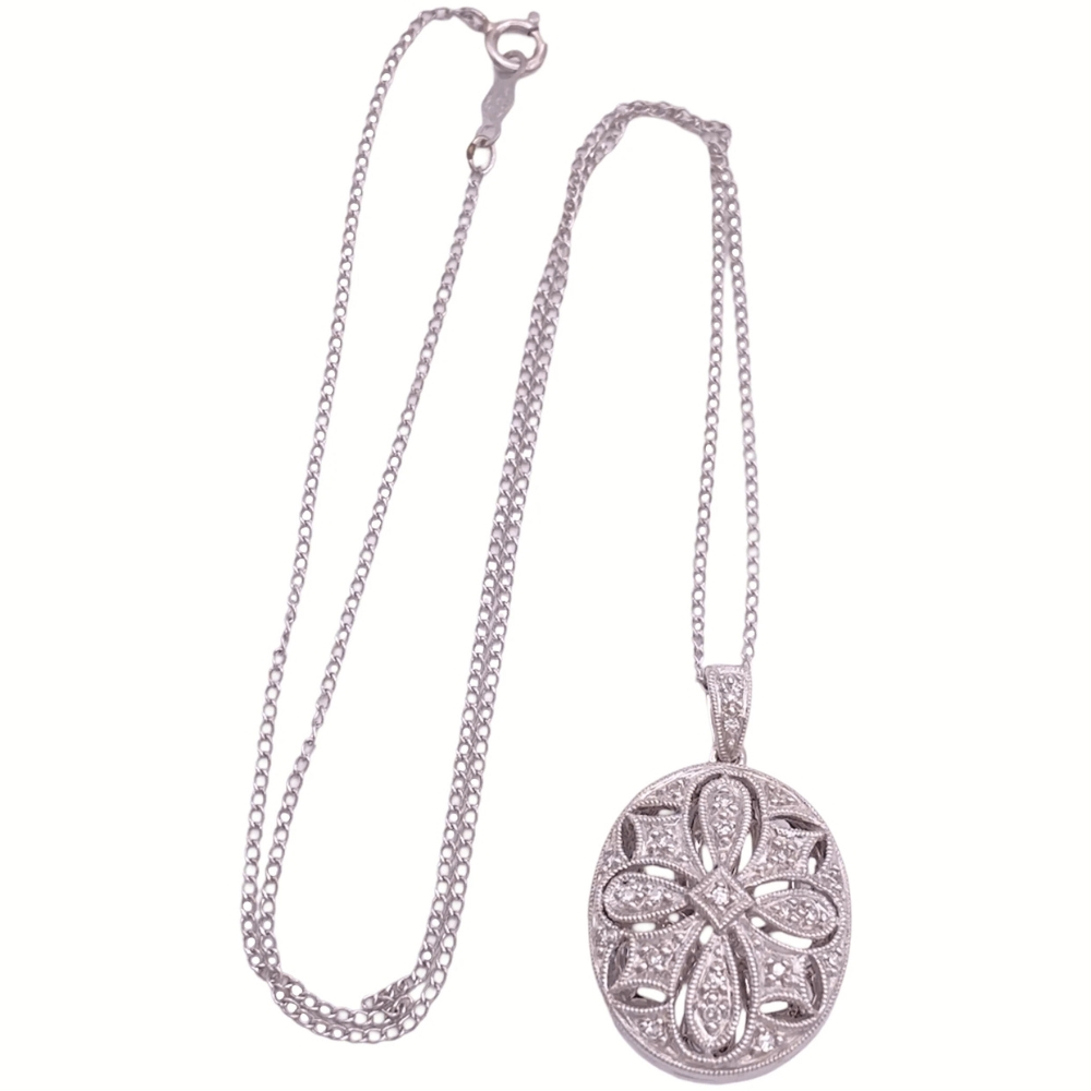 0.24ctw Diamond Ornate Necklace 14K White Gold