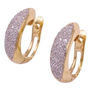 0.24ctw Pavé Diamond Hoop Earrings 14K Gold