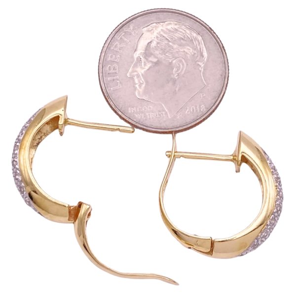 0.24ctw Pavé Diamond Hoop Earrings 14K Gold side