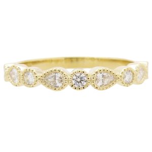 0.30ctw Pear & Round Diamond Band Ring 14K Gold
