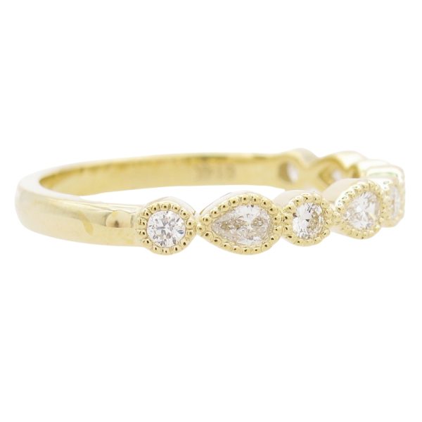 0.30ctw Pear & Round Diamond Band Ring 14K Gold side