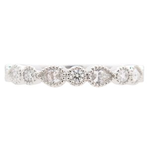 0.30ctw Pear & Round Diamond Band Ring 14K White Gold
