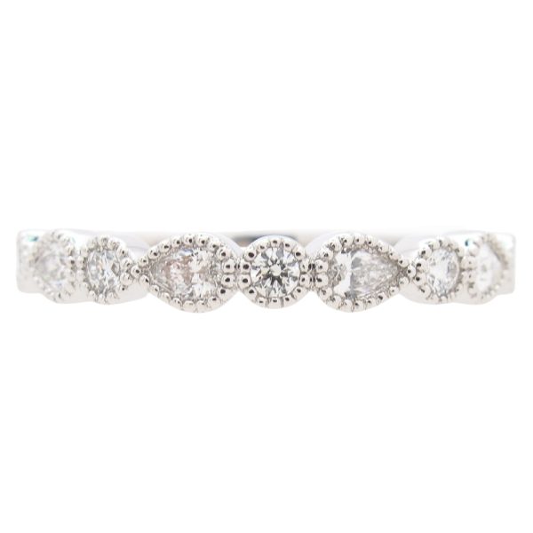 0.30ctw Pear & Round Diamond Band Ring 14K White Gold