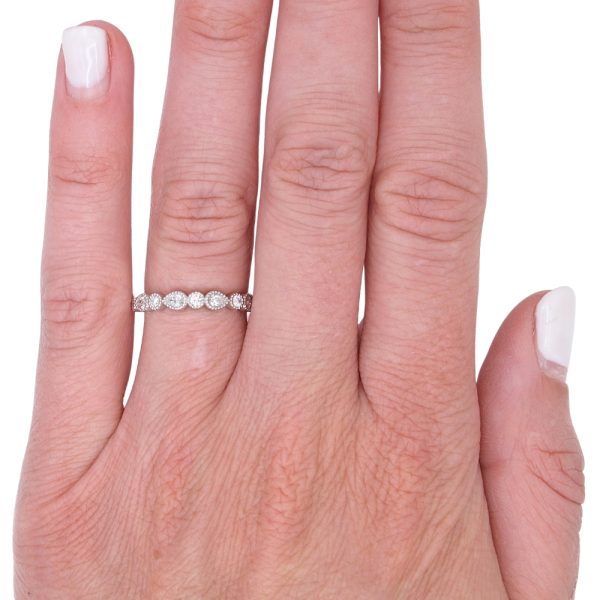 0.30ctw Pear & Round Diamond Band Ring 14K White Gold worn