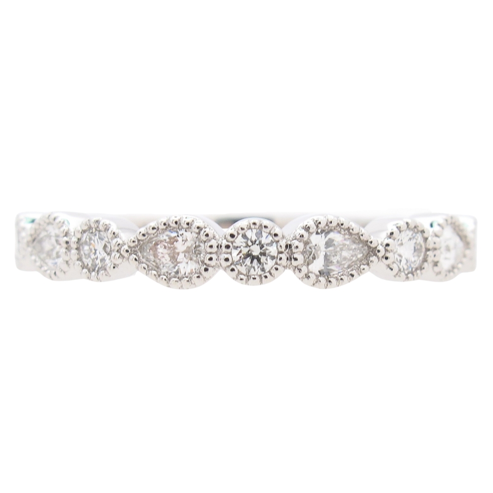 0.30ctw Pear & Round Diamond Band Ring 14K White Gold