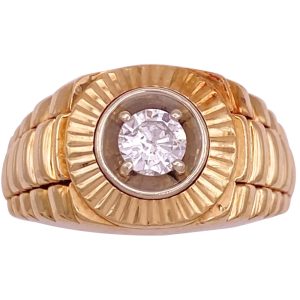 0.33ct Diamond Solitaire Rolex Inspired Ring 14K Gold