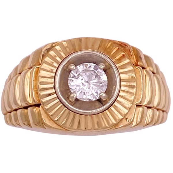 0.33ct Diamond Solitaire Rolex Inspired Ring 14K Gold