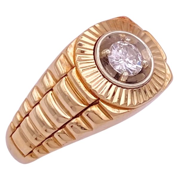 0.33ct Diamond Solitaire Rolex Inspired Ring 14K Gold side