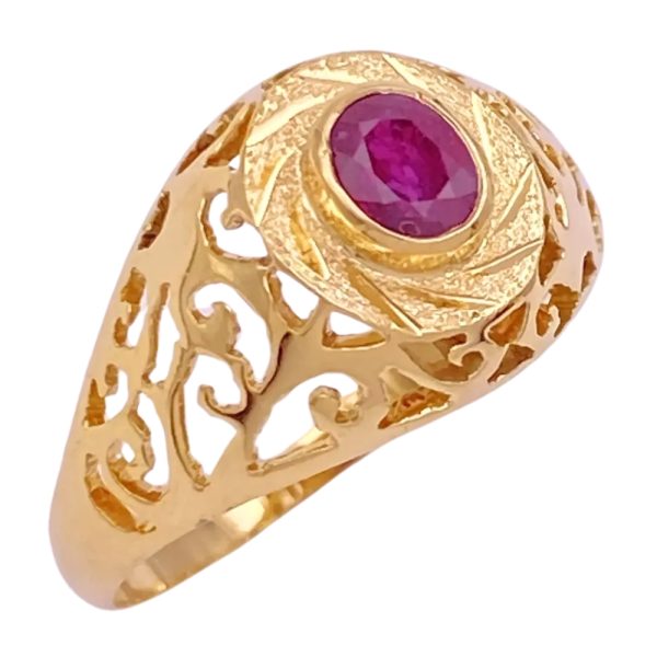 0.50ct Ruby Filigree Ring 14K Gold side
