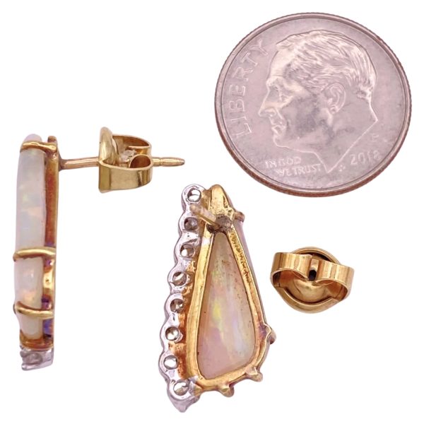 0.64ctw Opal Earrings 14K Two-Tone Gold back