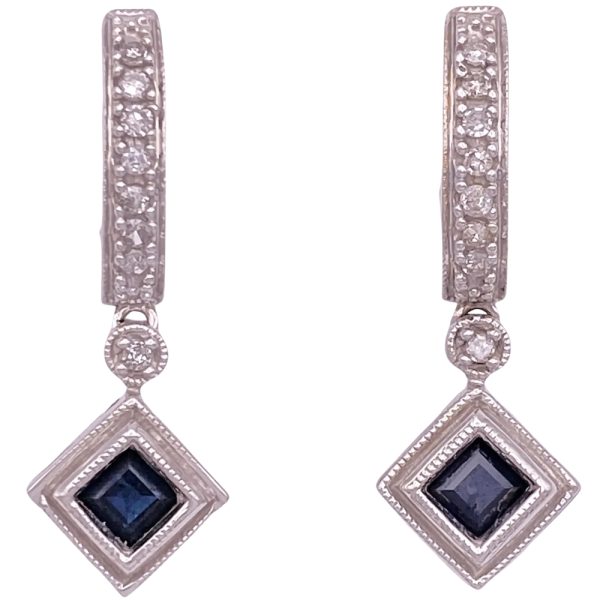 0.68ctw Sapphire Dangle Hoop Earrings 14K Gold