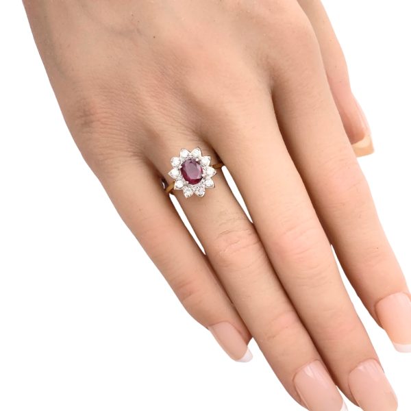 0.88ctw Red Spinel Ring 14K Two-Tone Gold worn