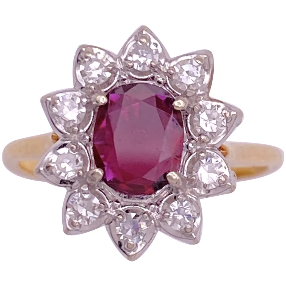 0.88ctw Red Spinel Ring 14K Two-Tone Gold