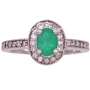 0.89ctw Natural Emerald Ring 14K White Gold