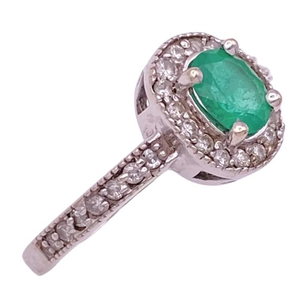 0.89ctw Natural Emerald Ring 14K White Gold side