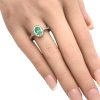 0.89ctw Natural Emerald Ring 14K White Gold worn
