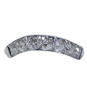 1.14ctw Curved Art Deco Diamond Wedding Ring 14K