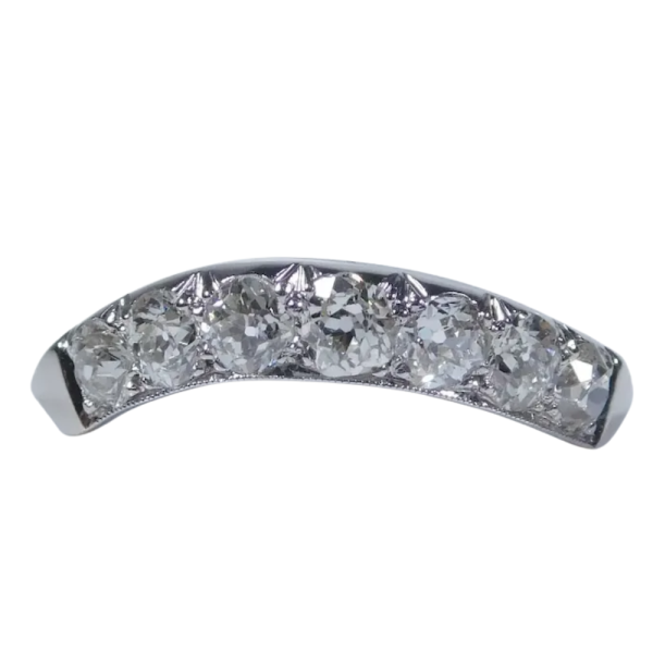 1.14ctw Curved Art Deco Diamond Wedding Ring 14K
