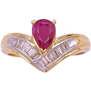1.14ctw Natural Ruby Chevron Ring 18K Gold