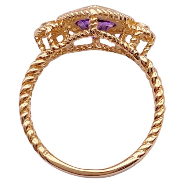 1.24ctw Amethyst Heart & Diamond Ring 14K Gold profile