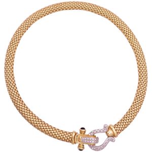 1.25ctw Diamond Buckle Collar Necklace 14K Gold