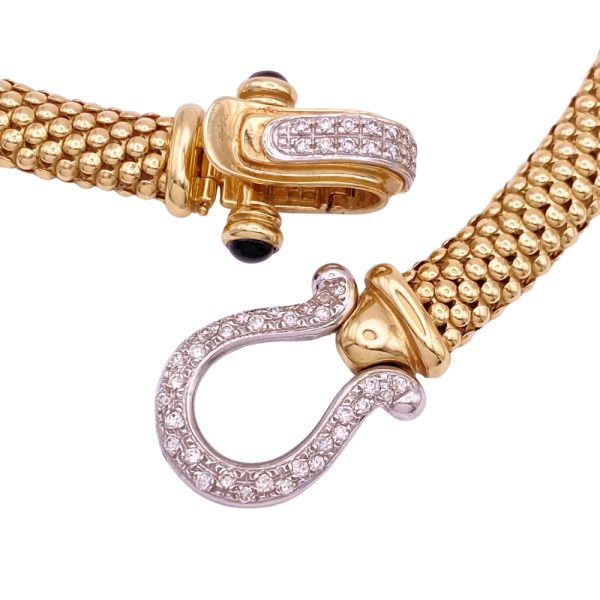 1.25ctw Diamond Buckle Collar Necklace 14K Gold clasp