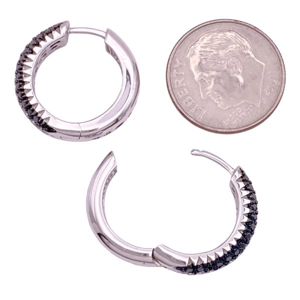 1.26ctw Black & White Diamond Hoop Earrings 14K Gold side