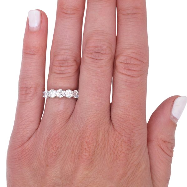 1.60ctw Five Diamond Band Ring 14K White Gold worn