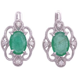 1.62ctw Natural Emerald Drop Earrings 14K Gold