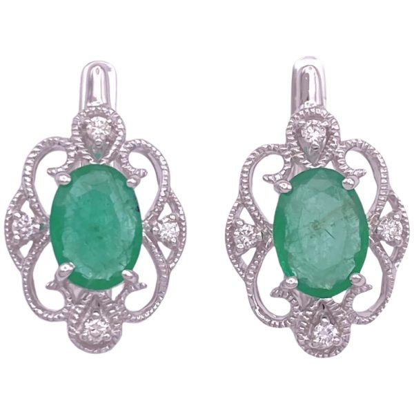 1.62ctw Natural Emerald Drop Earrings 14K Gold