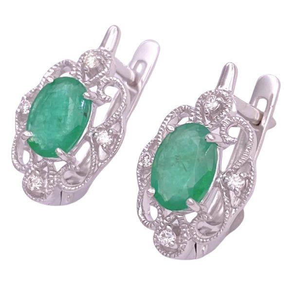 1.62ctw Natural Emerald Drop Earrings 14K Gold side