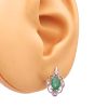 1.62ctw Natural Emerald Drop Earrings 14K Gold worn