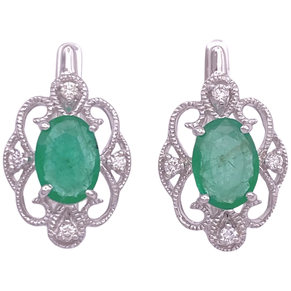 1.62ctw Natural Emerald Drop Earrings 14K Gold