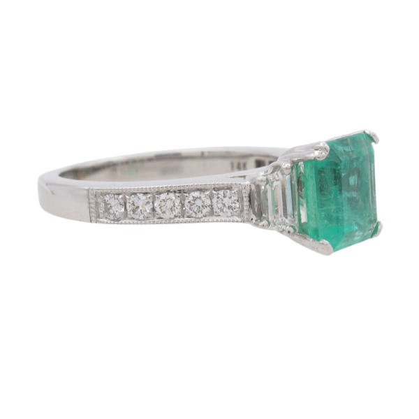 1.84ct Natural Colombian Emerald Diamond Ring 14K GIA Side