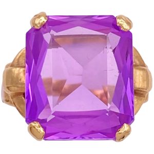 10.82ct Retro Pink Sapphire Ring 14K Gold