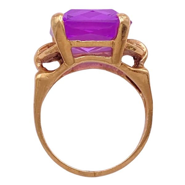 10.82ct Retro Pink Sapphire Ring 14K Gold profile