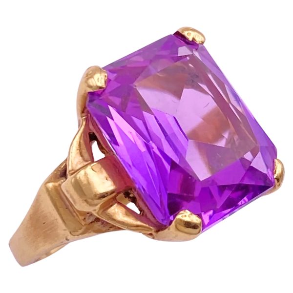 10.82ct Retro Pink Sapphire Ring 14K Gold side
