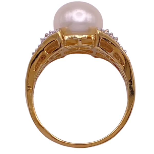 10MM Cultured White Pearl Ring 14K