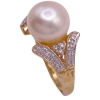 10MM Cultured White Pearl Ring 14K side