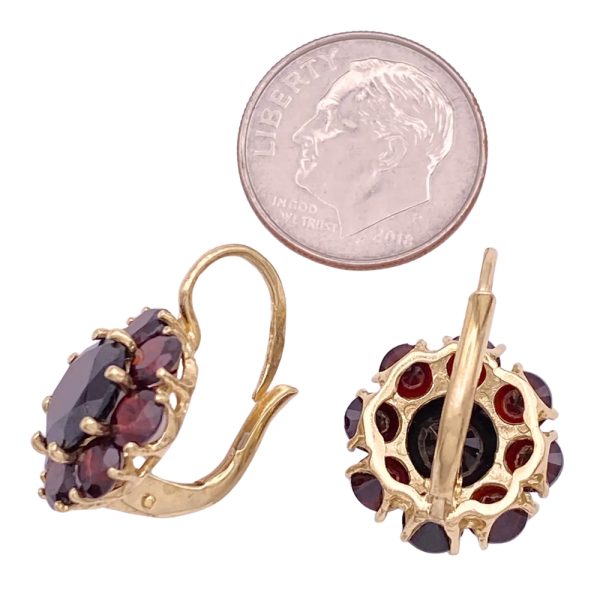12.48ctw Garnet Cluster Drop Earrings 14K Gold size