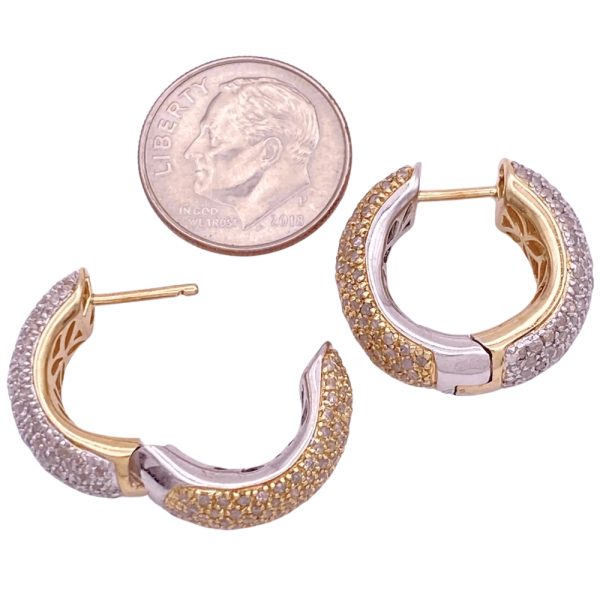 2.00ctw Reversible Pavé Diamond Hoop Earrings 14K Gold side