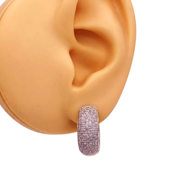2.00ctw Reversible Pavé Diamond Hoop Earrings 14K Gold white side worn
