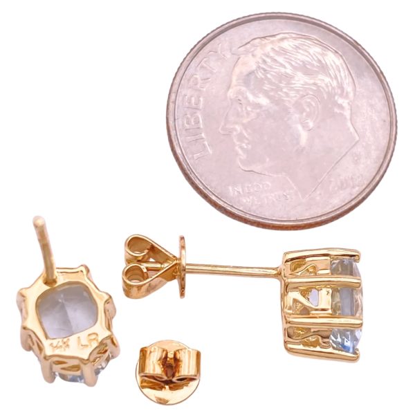 2.30ctw Aquamarine Stud Earrings 14K Gold back and size