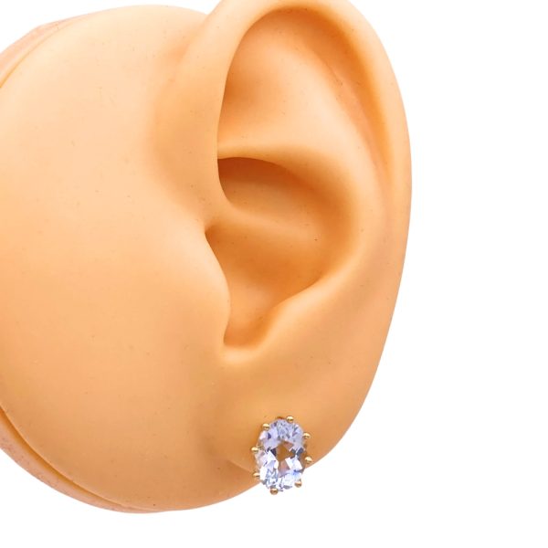 2.30ctw Aquamarine Stud Earrings 14K Gold worn