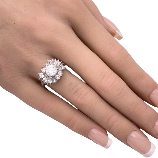 2.72ctw White Sapphire Ring 14K White Gold worn